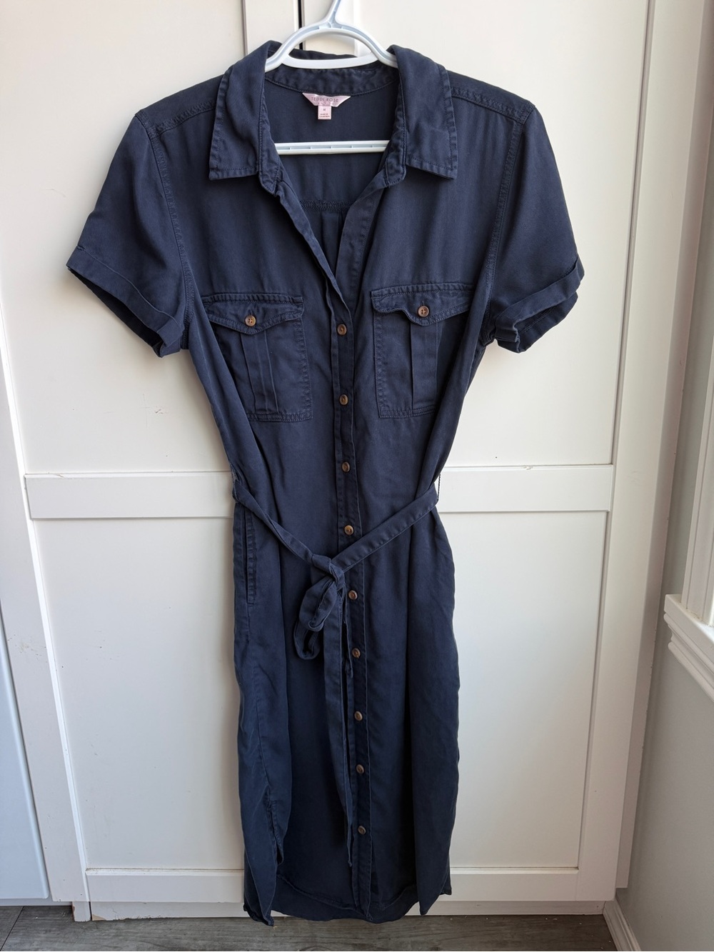 Teddi Rose Navy Button-Front Utility Shirt Dress Women’s Medium
